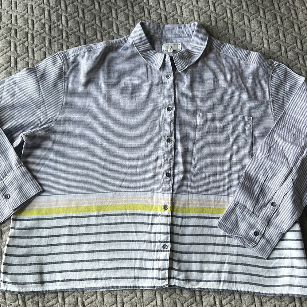 Lou & Grey Cotton Linen Blend Top Sz Large